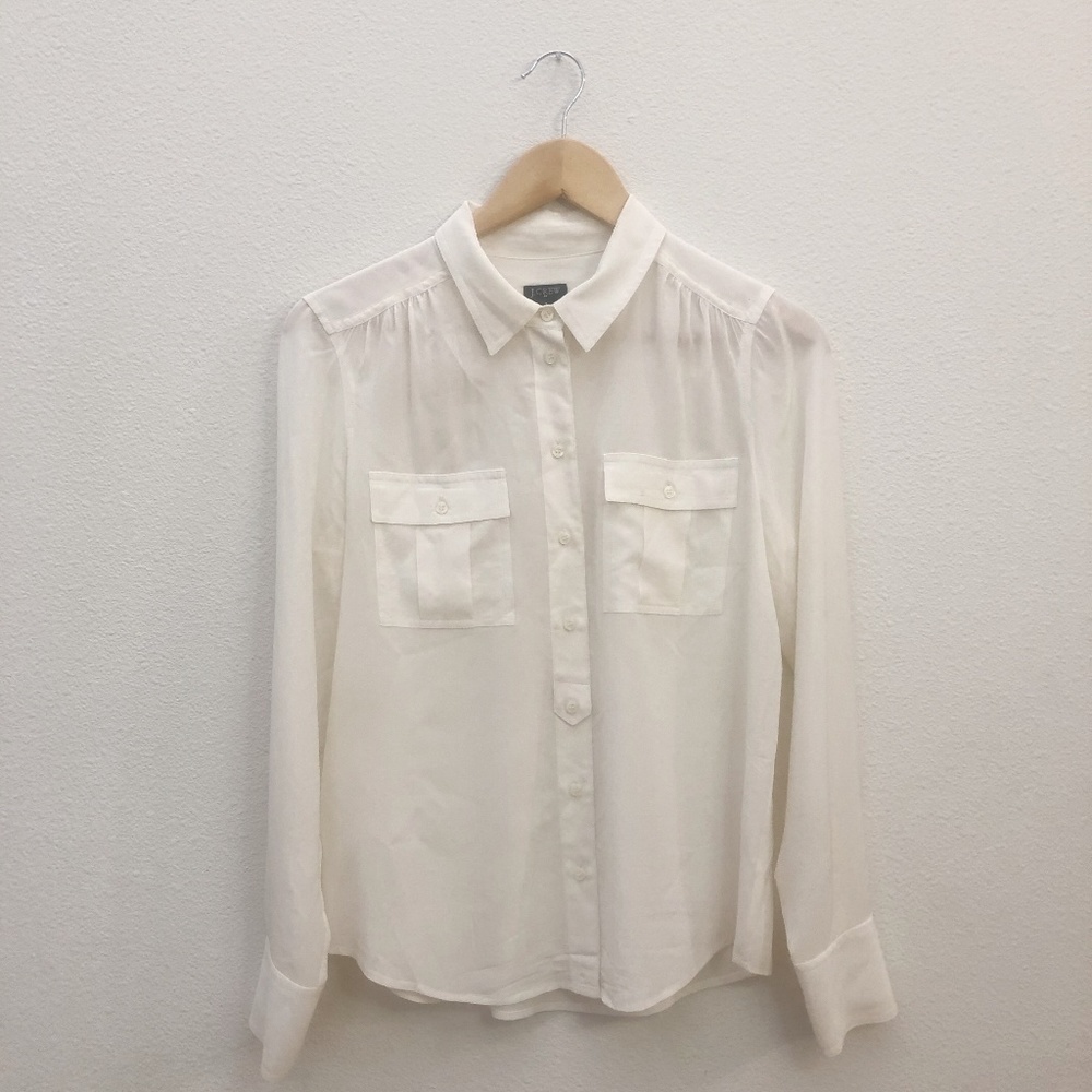 J.Crew | Button Down Blythe Blouse | Silk | White